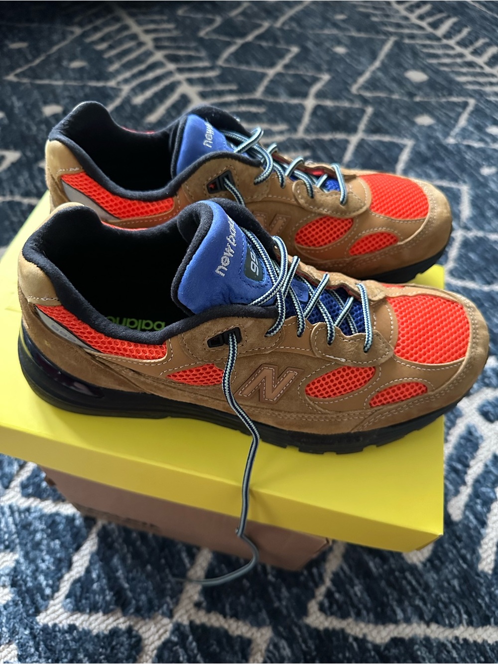 New Balance Men's Tan & Orange Trail Runners with Blue Accents
